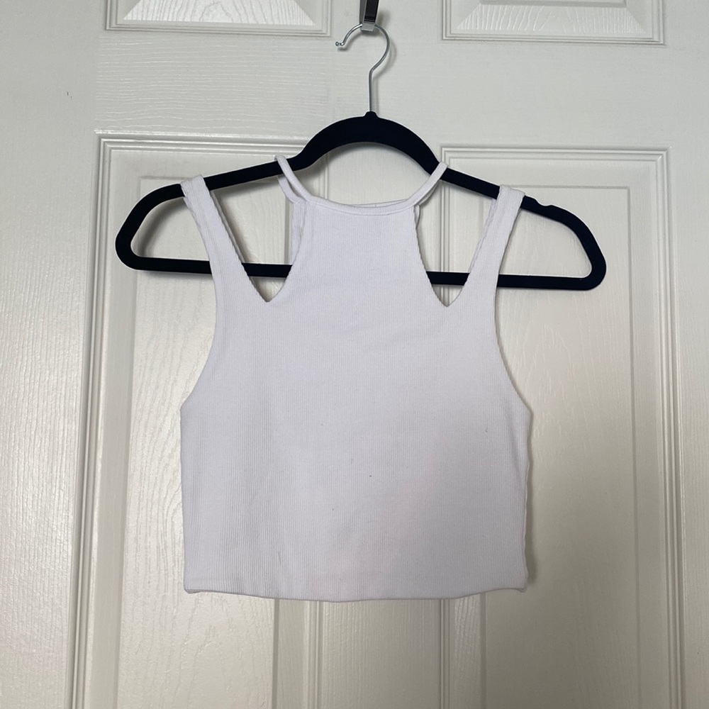 Zara white cut-out crop top